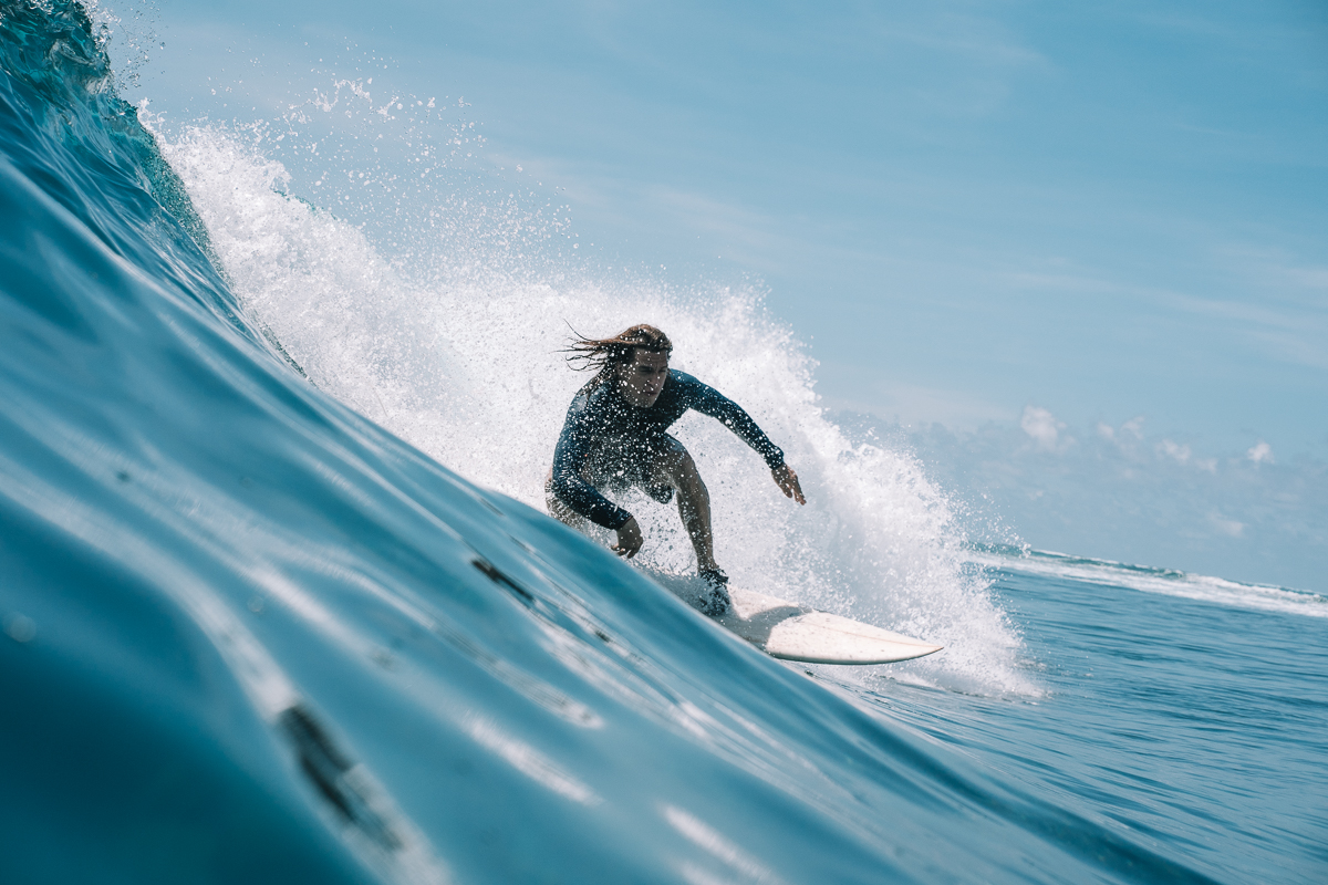 Person surfing in nature